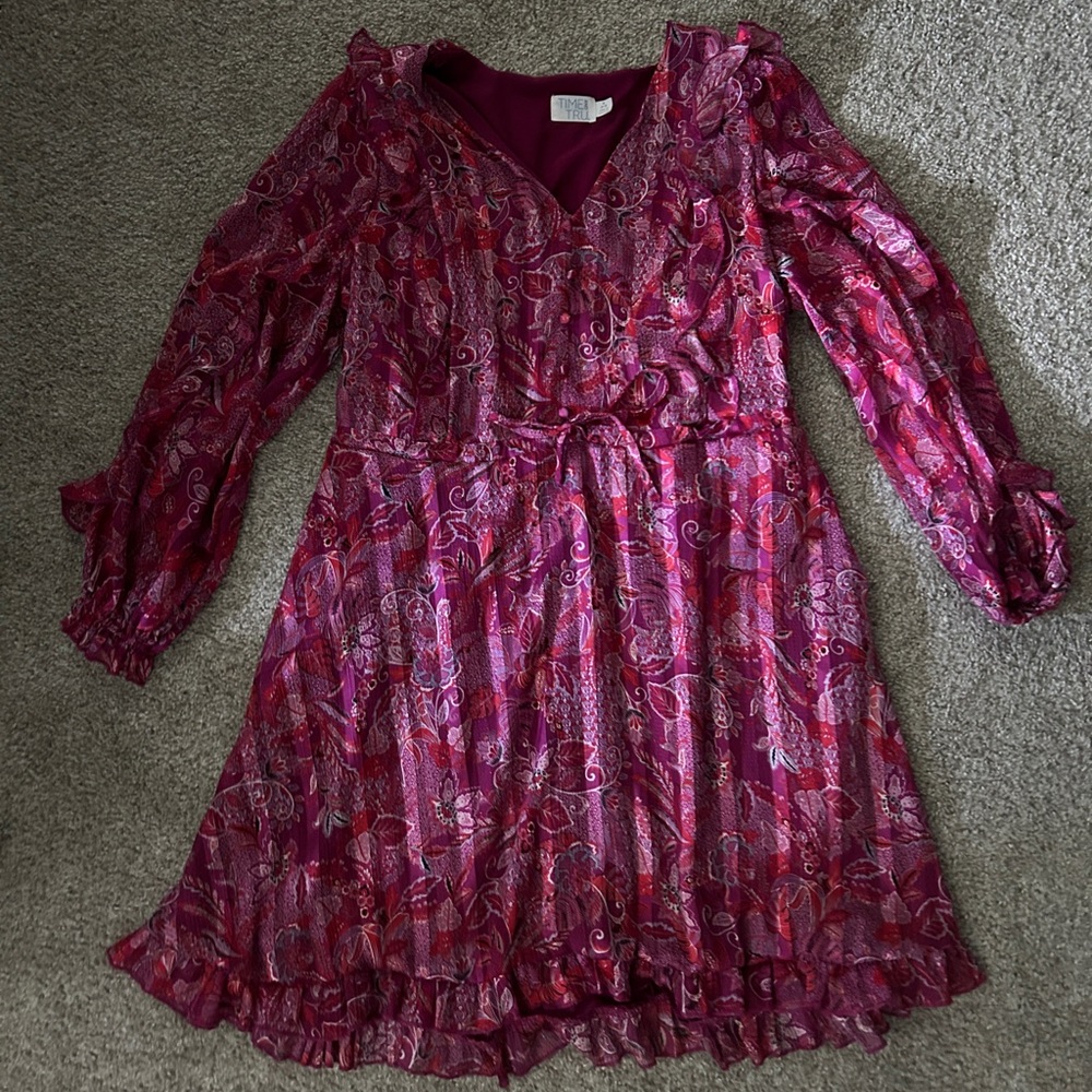Time and Tru Pink Patterned Dress